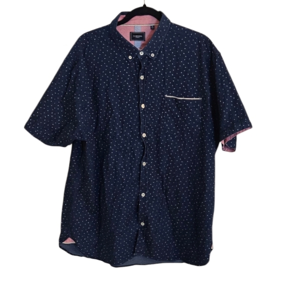 7 Diamonds Other - 7 Diamonds Night Shift Short-sleeved Button-down Navy/White/Pink Shirt XXL